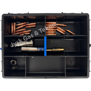 Sortimentsske med dele til MIG/MAG 150